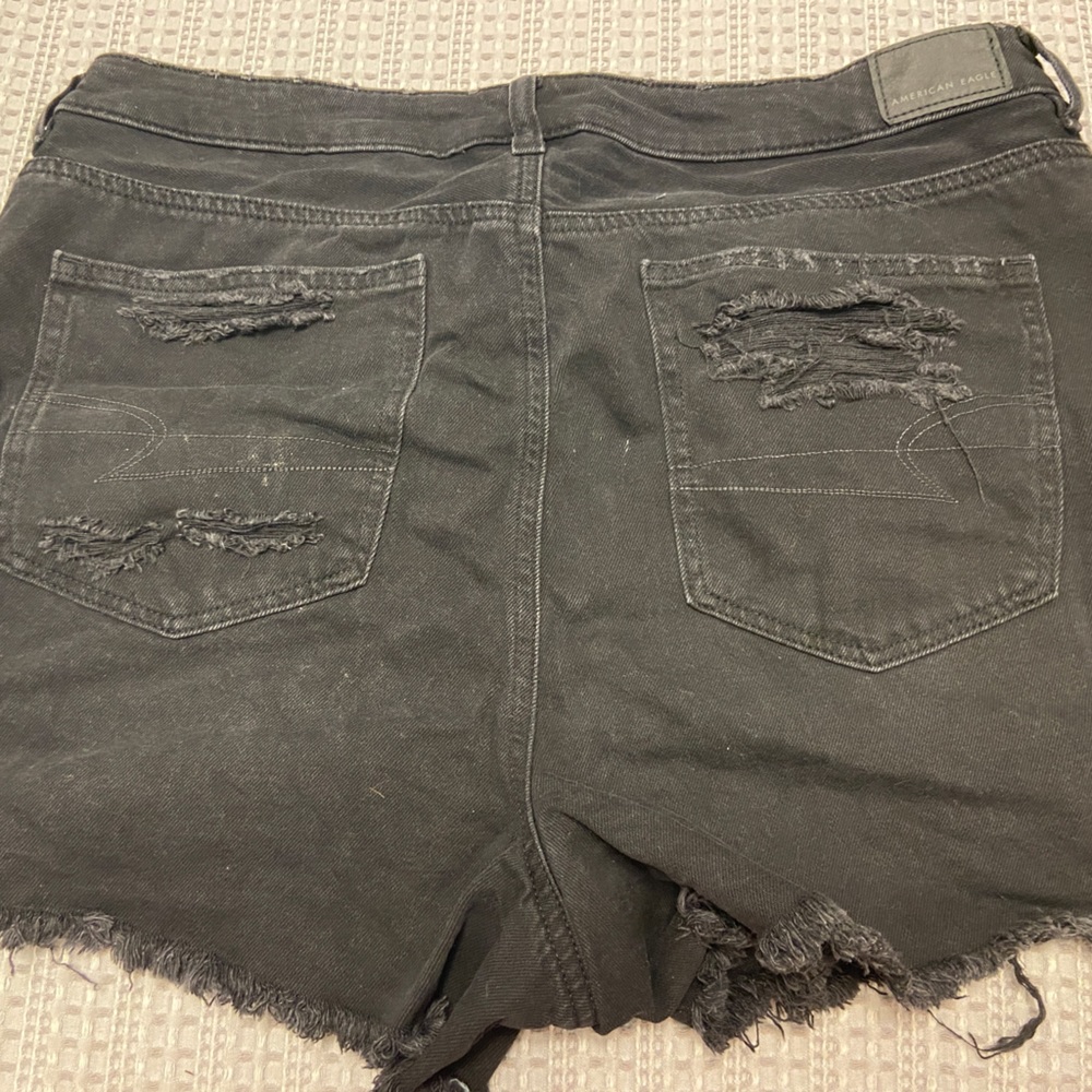 American Eagle Outfitters Distressed Black Denim Jean Shorts